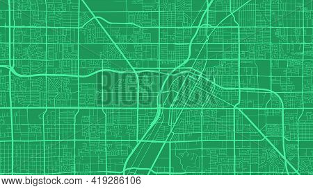 Teal And Green Las Vegas City Area Vector Background Map, Streets And Water Cartography Illustration