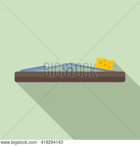 Cheese Mouse Trap Icon. Flat Illustration Of Cheese Mouse Trap Vector Icon For Web Design