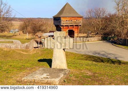 Ancient Gravestone Crosses (17th - 18th Century) At The Famous Historic St. Elijah Church In Subotiv