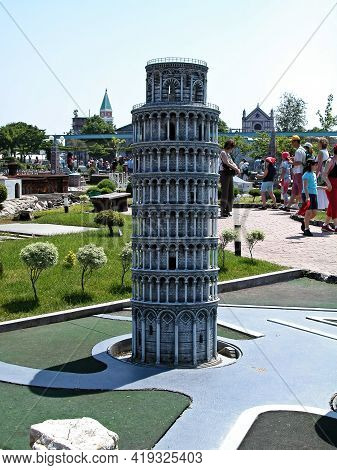 Viserba - Rimini, Italy - May 25, 2013: Theme Park Italia In Miniatura. The Tower Of Pisa. Tuscany