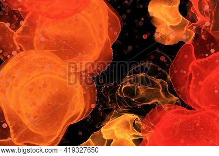Abstract Fluid Art Painting Black Background Alcohol Ink Technique