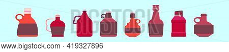 Set Of Beer Growler Bottle Cartoon Icon Design Template With Various Models. Modern Vector Illustrat