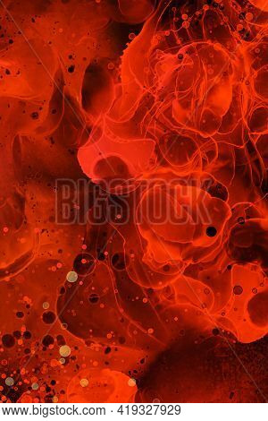 Abstract Fluid Art Painting Black Background Alcohol Ink Technique