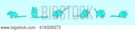 Set Of Cute Gerbil Cartoon Icon Design Template With Various Models. Modern Vector Illustration Isol