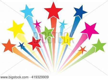 Colorful Shooting Star Logo Graphic Fireworks Stars