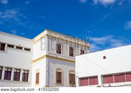 Historic White Building In The Medina Of Casablanca, Morocco. This House Built By The Maghzen Had Be