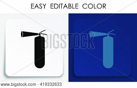 Fire Extinguisher Icon On Paper Square Sticker With Shadow. Fighting Fires. Mobile App Button. Vecto