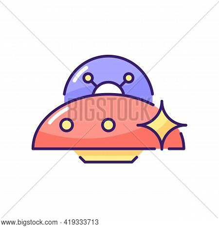 Ufo Rgb Color Icon. Unidentified Flying Object. Alien Ivasion. High Tech Technologies. Plate Shaped 
