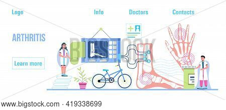 Rheumatoid Arthritis. Tiny Doctors Treat Rheumatism, Osteoarthritis, Make Ultrasound, X Ray. World A