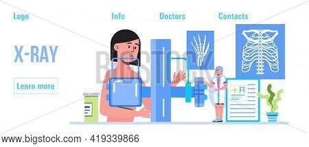 Radiography And X-ray Concept Vector For Header, Landing Page. Trauma, Pain, Osteoporosis Illustrati