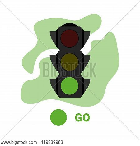 Traffic Light Illustration With Green Color. Simple Stock Vector Illustration Isolated On White Back
