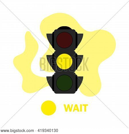 Traffic Light Illustration With Yellow Color. Simple Stock Vector Illustration Isolated On White Bac