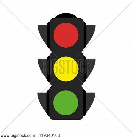 Simple Illustration Of A Traffic Light. Stock Vector Illustration Isolated On White Background. Flat