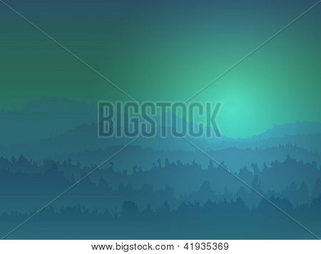 Vue sur la montagne pendant la nuit