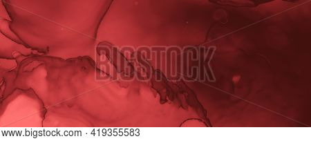 Grungy Blood Background. Red Fluid Banner. Horror Splatter Black. Watercolor Maroon Texture. Blood B