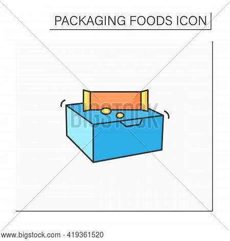 Snack Bars Color Icon. Paper Box With Snacks.portion Control, Protection, Tampering Resistance From 