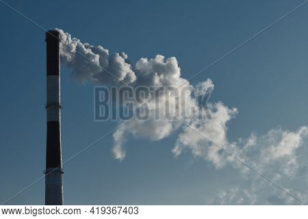 Industrial Pipe Emissions Of Co2 Gas In The Clouds