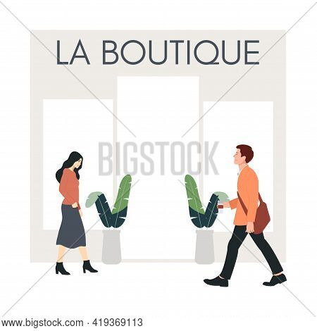 Couple Of Young People. Vector Illustration In A Flat Style