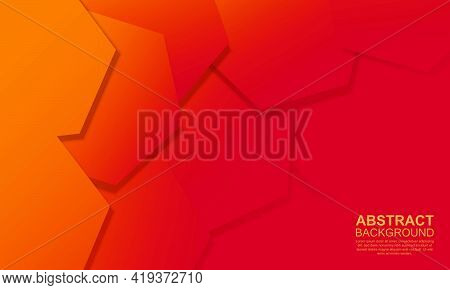 Gradient Yellow And Red Hexagonal Overlapping Background. Abstract Pattern Background. Vector Illust
