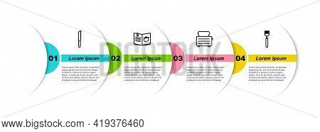 Set Line Bread Knife, Cookbook, Toaster With Toasts And Fork. Business Infographic Template. Vector