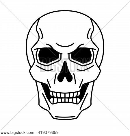 Evil Human Skull. Mystic, Alchemy, Spirituality, Tattoo Art.