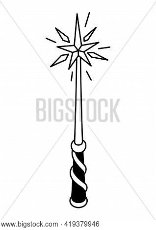 Magic Wand. Mystic, Alchemy, Spirituality, Tattoo Art.