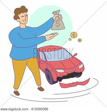 Insurance Car Compensation Icon. Cartoon And Flat Of Insurance Car Compensation Vector Icon For Web 