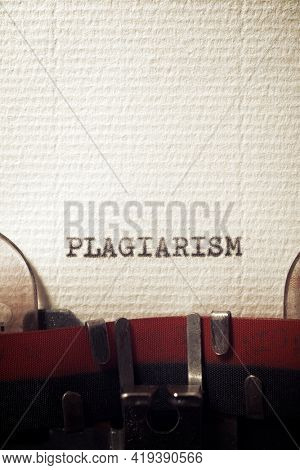 The word plagiarism written with a typewriter.