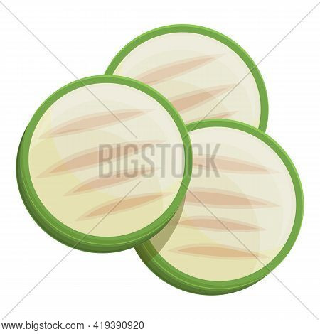 Courgette Grill Icon. Cartoon And Flat Of Courgette Grill Vector Icon For Web Design Isolated On Whi
