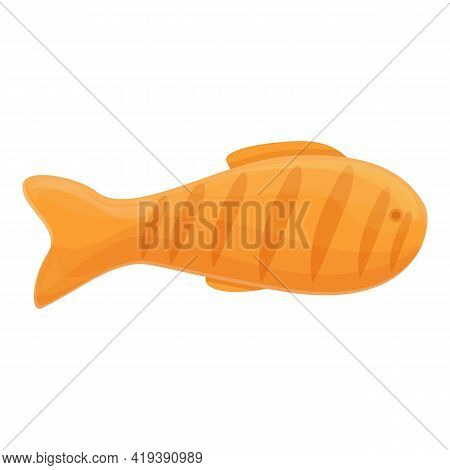 Baked Fish Grill Icon. Cartoon And Flat Of Baked Fish Grill Vector Icon For Web Design Isolated On W