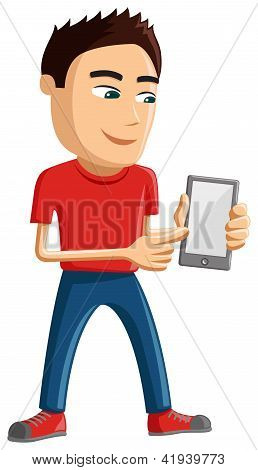 Muž, který držel chytrý telefon