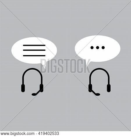 Headphones Chat Icons For Concept Design. Message Icon. Communication Icon, Call Icon. Vector Illust