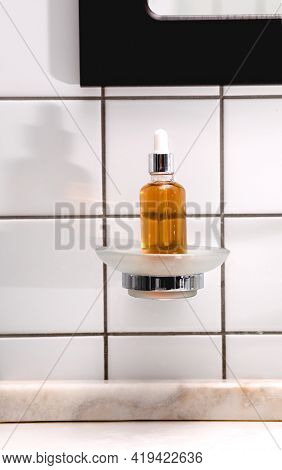 Natural Serum. Concept Of Cosmetic Injection Is Hyaluronic Acid, Botulin, Serum On The Background Of