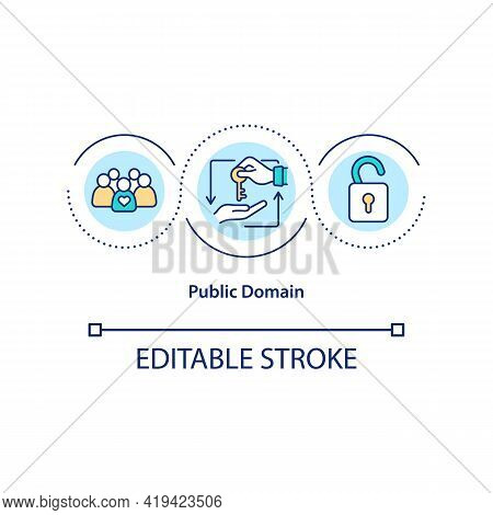 Public Domain Concept Icon. Work Is Not Covered By Any Intellectual Property Rights At All. Intelect