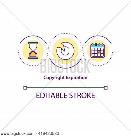 Copyright Expiration Concept Icon. Exclusive Intelectual Rights Are Subject To Specific Time Limit I