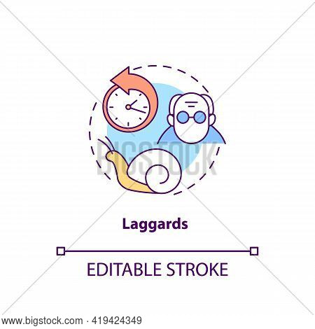 Laggards Concept Icon. Product Adopters Category Idea Thin Line Illustration. Last To Adopting Innov