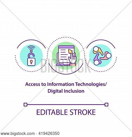 Access To Information Technologies Concept Icon. Digital Inclusion Idea Thin Line Illustration. Part