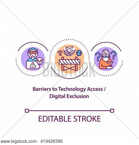 Barriers To Technology Access Concept Icon. Digital Exclusion Idea Thin Line Illustration. Resources