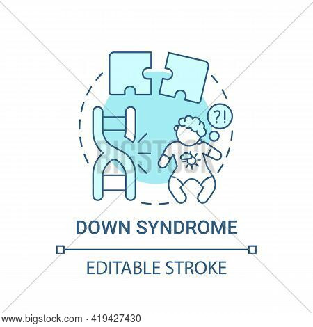 Down Syndrome Blue Concept Icon. Developmental Delays In Children. Baby With Disability. Genetic Dis
