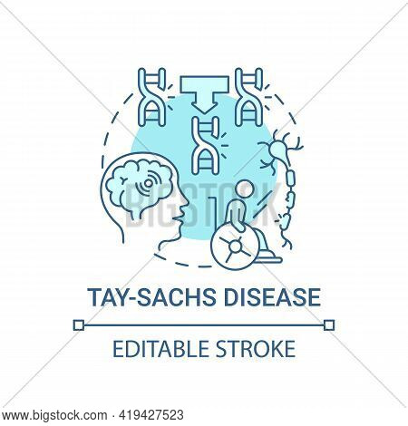 Tay Sachs Disease Blue Concept Icon. Problem With Nerve Cells. Inherited Illness. Genetic Disorder I