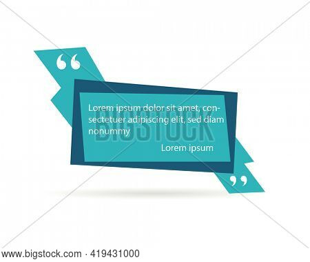 Quote frame or mention quotations remarks template. Info tag, quote textbox blog or discussion citation memo word label. Speech sticker or comment box badge
