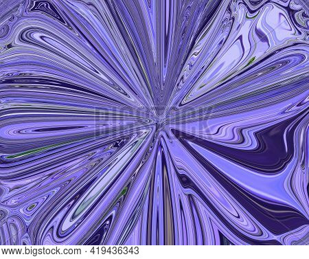 Abstract Fractal Background With Stars. Purple Rays Converging At One Point In Center. Digital Viole