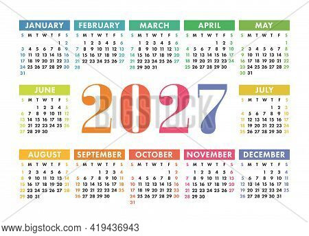 Calendar 2027 Year. Vector & Photo (Free Trial) | Bigstock