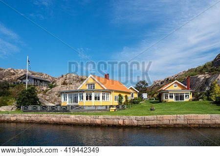 Buildings In The Archipelago Near Fjaellbacka In Sweden.