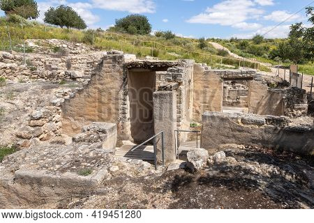 The Elevated Mound With Views Of The Judean Plains And The Excavated Remains Of An Ancient Biblical 