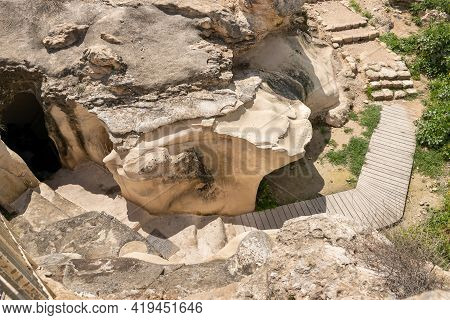 The Remains Of An Oil Press On The Excavations Of The Ancient Maresha City In Beit Guvrin, Near Kiry