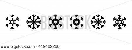 Set Of Snowflakes. Snowflakes Set In Beautiful Style. Snowflakes Set. Vector Design. Line Art Snowfl