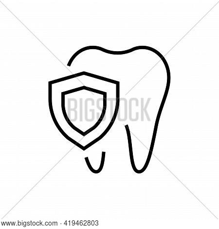 Safety Teeth Icon. Dentistry On White Background. Editable Stroke.