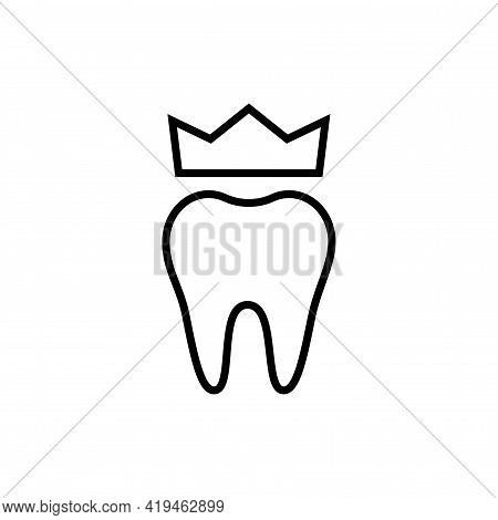 Crown Tooth Icon. Dentistry On White Background. Editable Stroke.
