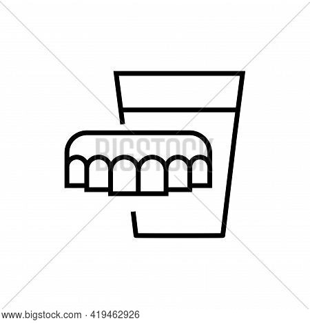 Denture Icon. Dentistry On White Background. Editable Stroke.